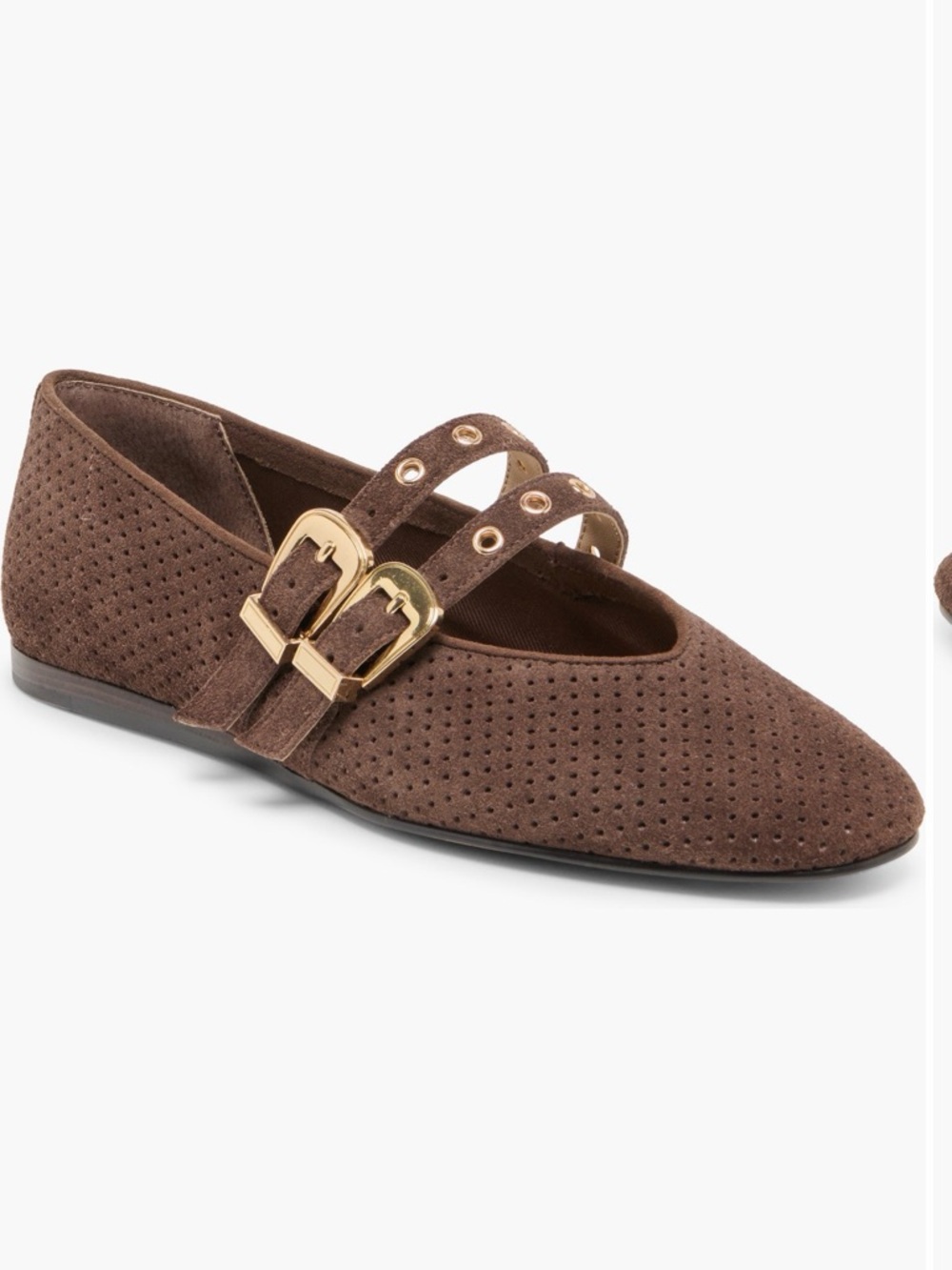 Dolce Vita Baylee Ballet Flats Brown Perforated Suede 7.5